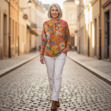 Florence - Orange Floral Sweater