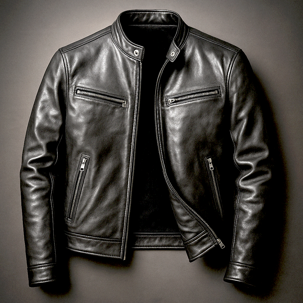 Alec men's vintage leather jacket in Black, view 2
