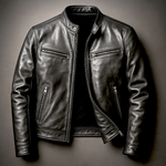 Alec men's vintage leather jacket in Black, view 2