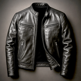 Alec men's vintage leather jacket in Black, view 2