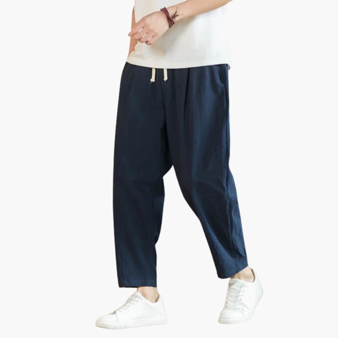 Lance men's loose tapered pants in Navy, view 9