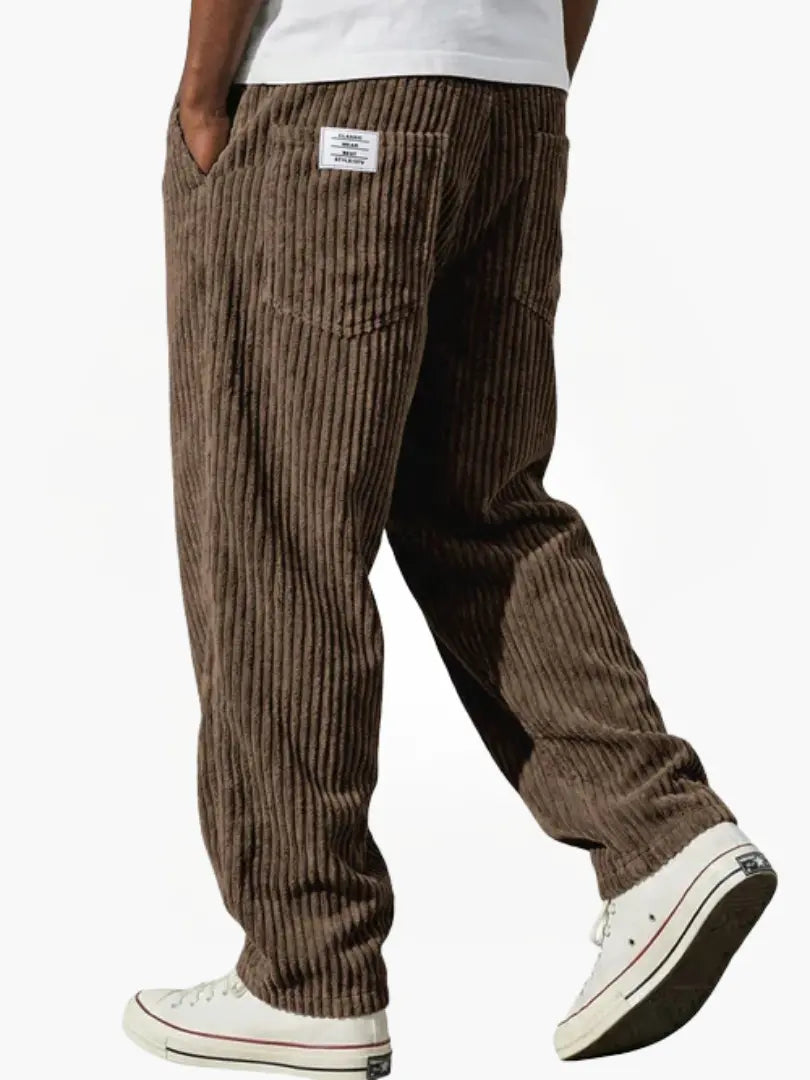 Earl men's wide wale corduroy pants in Brown, view 9