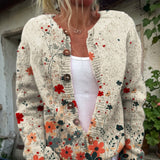 Séraphine - Cardigan à imprimé de fleurs sauvages et boutons