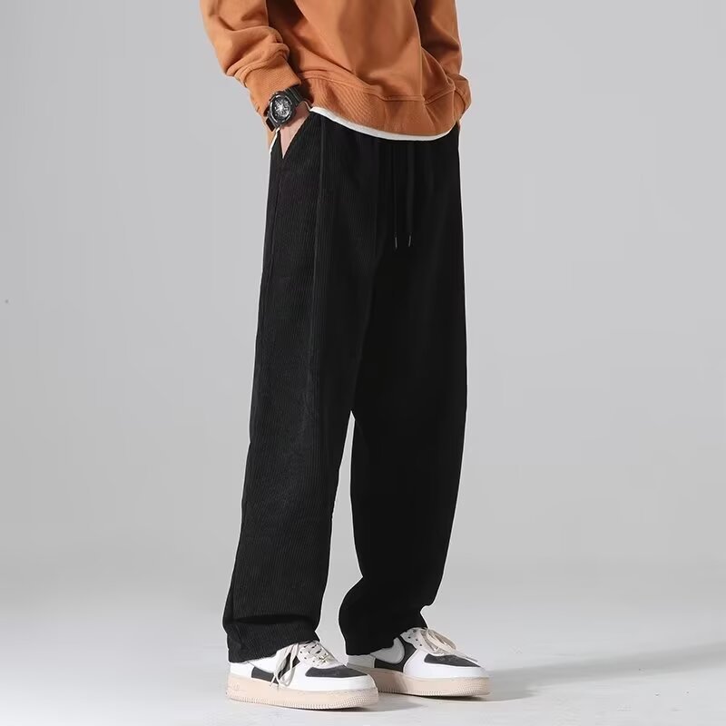 Howard men's retro relaxed fall pants in Black, view 2