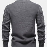 Duncan - Jacquard Cable Knit Stand Collar Zip Sweater