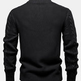 Duncan - Jacquard Cable Knit Stand Collar Zip Sweater