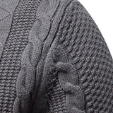 Duncan - Jacquard Cable Knit Stand Collar Zip Sweater