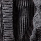 Duncan - Jacquard Cable Knit Stand Collar Zip Sweater