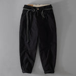 Griffin men's loose fit rope belt pants in Black, view 3
