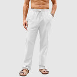 Thatcher men's linen drawstring pants in White, view 3