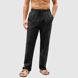 Thatcher men's linen drawstring pants in Black, view 2