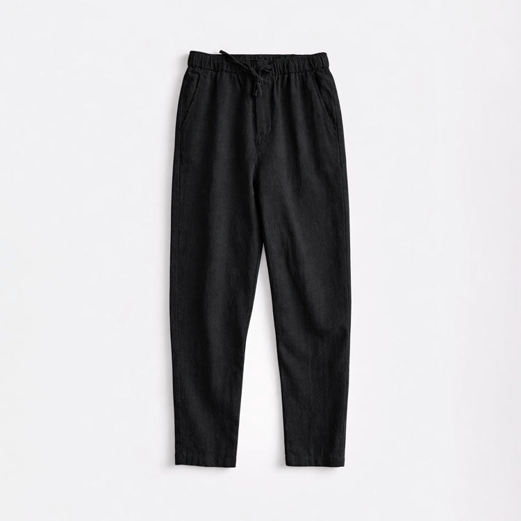 Chad men's cotton linen tapered pants in Black, view 5