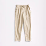 Chad men's cotton linen tapered pants in Khaki, view 4