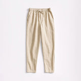 Chad men's cotton linen tapered pants in Khaki, view 4