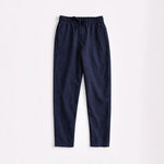 Chad men's cotton linen tapered pants in Blue, view 2
