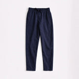 Chad men's cotton linen tapered pants in Blue, view 2