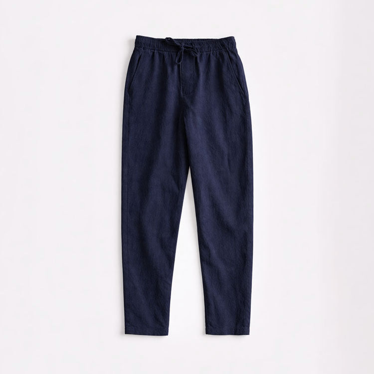 Chad men's cotton linen tapered pants in Blue, view 2