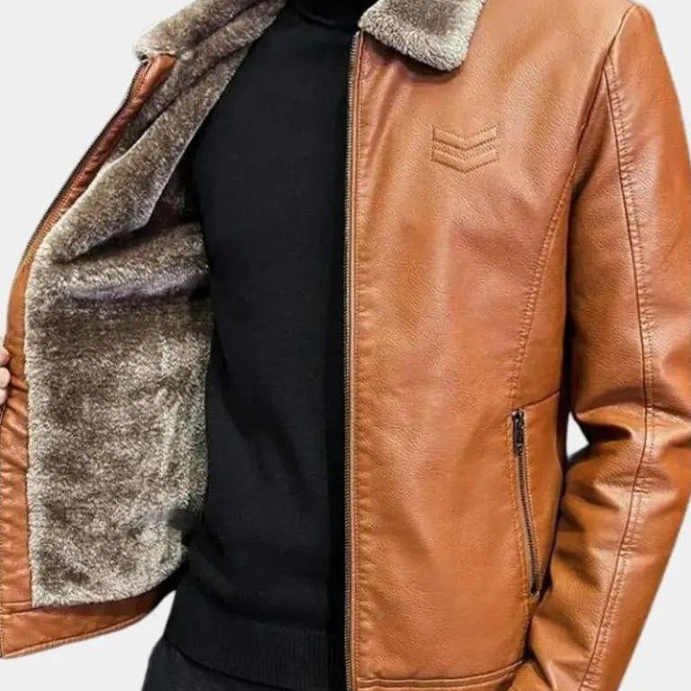 Glen - Black Jacket with Teddy Collar