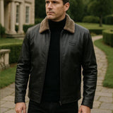 Glen - Black Jacket with Teddy Collar