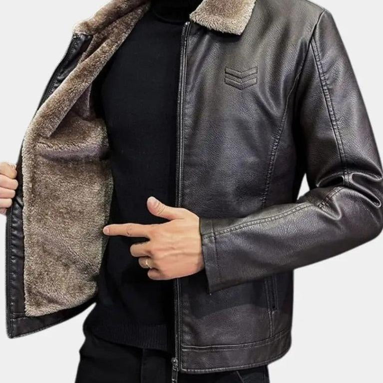 Glen - Black Jacket with Teddy Collar