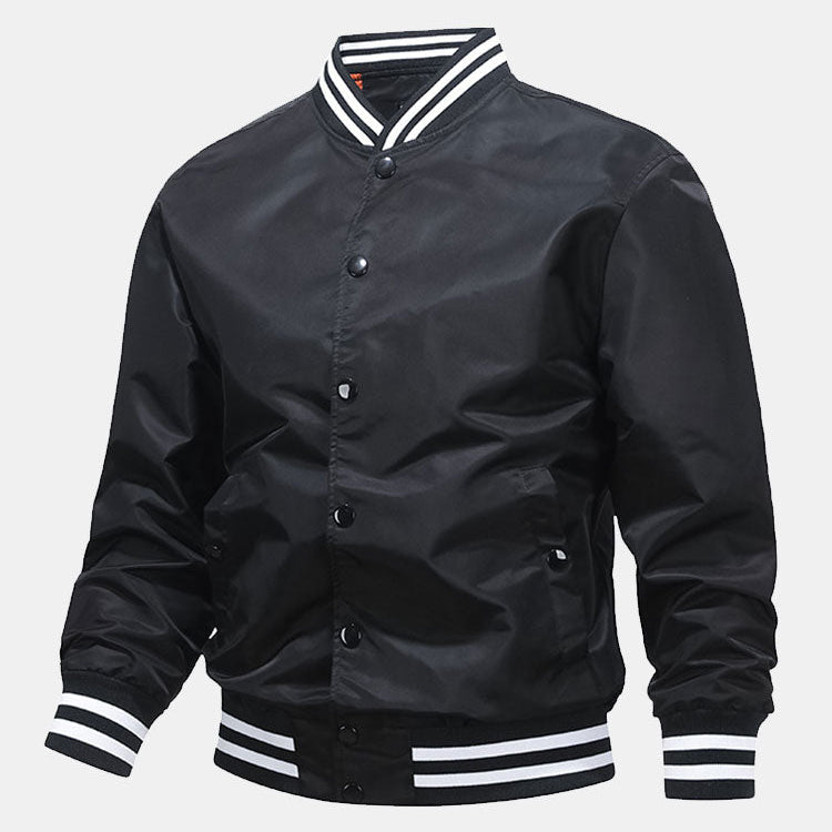 Hudson - Ribbed Trim Baseball Jacket