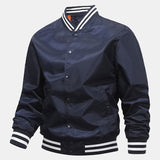 Hudson - Ribbed Trim Baseball Jacket