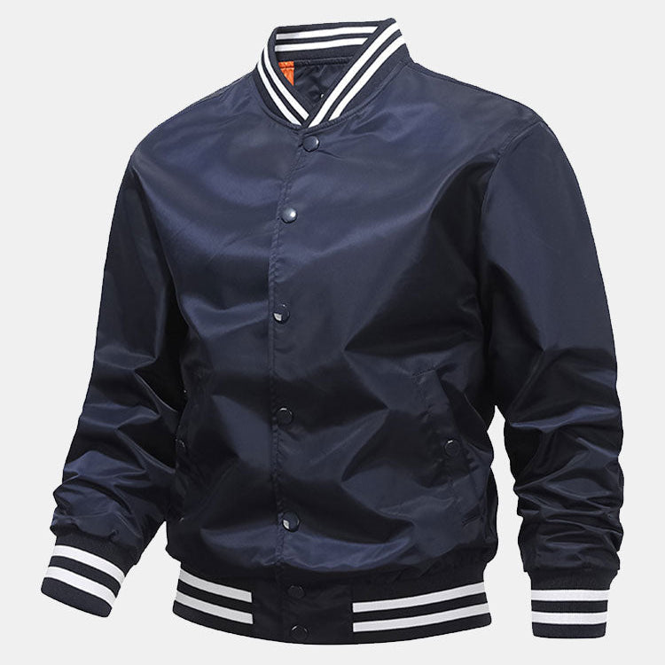 Hudson - Ribbed Trim Baseball Jacket