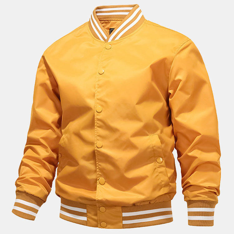 Hudson - Ribbed Trim Baseball Jacket