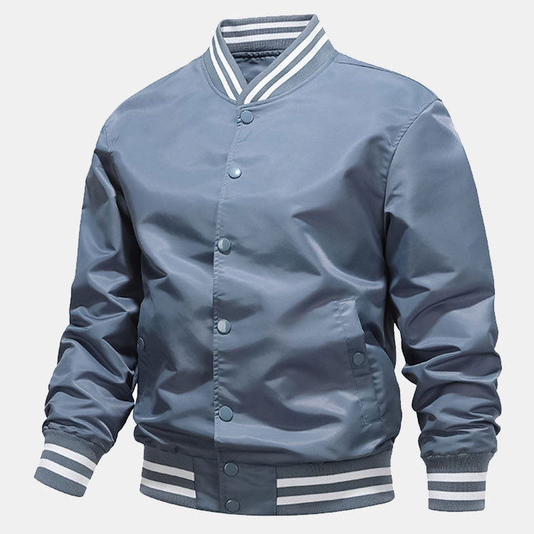 Hudson - Ribbed Trim Baseball Jacket