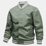 Hudson - Ribbed Trim Baseball Jacket
