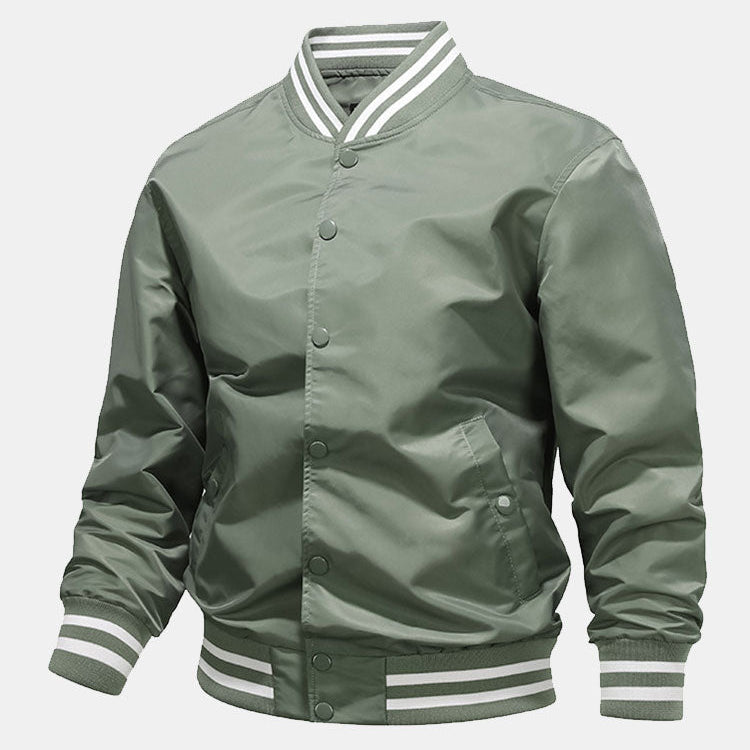Hudson - Ribbed Trim Baseball Jacket
