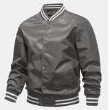 Hudson - Ribbed Trim Baseball Jacket