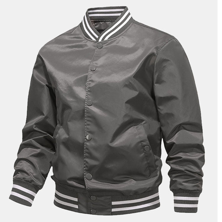 Hudson - Ribbed Trim Baseball Jacket