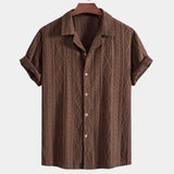 Wade - Brown Textured Shirt with Revere Collar