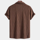Wade - Brown Textured Shirt with Revere Collar