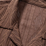 Wade - Brown Textured Shirt with Revere Collar