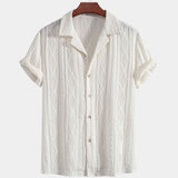 Wade - Brown Textured Shirt with Revere Collar
