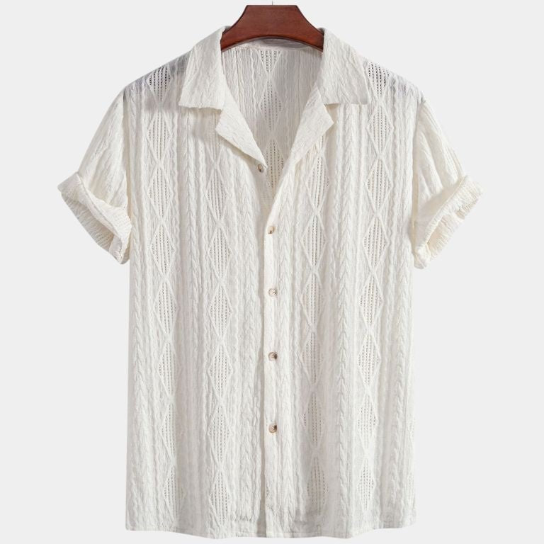 Wade - Brown Textured Shirt with Revere Collar