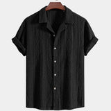 Wade - Brown Textured Shirt with Revere Collar