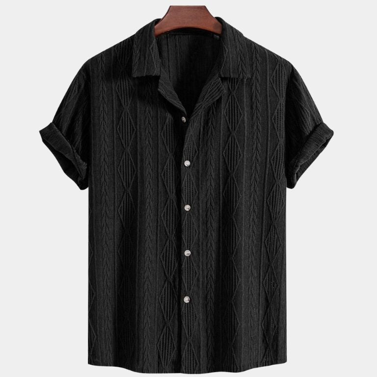 Wade - Brown Textured Shirt with Revere Collar