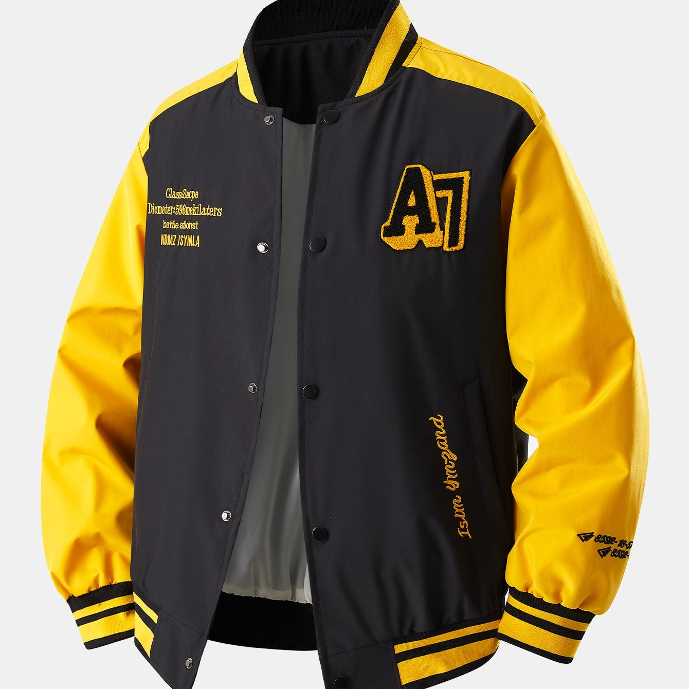 Jensen - Stand Collar Baseball Jacket with Contrast Embroidery