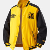 Jensen - Stand Collar Baseball Jacket with Contrast Embroidery