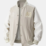 Jensen - Stand Collar Baseball Jacket with Contrast Embroidery