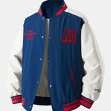 Jensen - Stand Collar Baseball Jacket with Contrast Embroidery