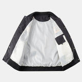 Jensen - Stand Collar Baseball Jacket with Contrast Embroidery