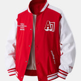 Jensen - Stand Collar Baseball Jacket with Contrast Embroidery