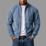 Forrest men's suede bomber jacket in Sky Blue, view 10