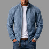 Forrest men's suede bomber jacket in Sky Blue, view 10