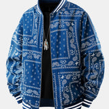Ellis - Paisley Print Baseball Jacket with Stand Collar