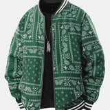 Ellis - Paisley Print Baseball Jacket with Stand Collar
